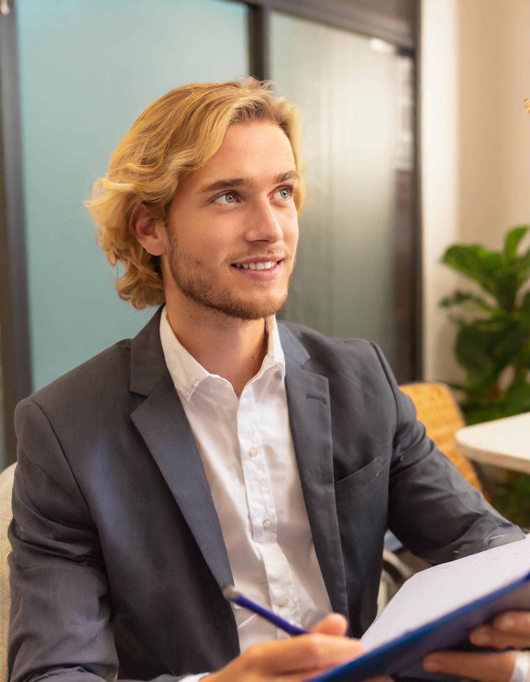 Professioneller Steuerberater, männlich, mittleren Alters, formelle Kleidung